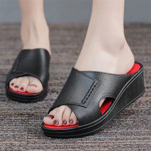 [Free Shipping] 2026 Summer Wedge Heel Thick-Soled Waterproof Platform High-Heel Slip-On Outdoor Platform Sole Versatile Womens Sandals New Model