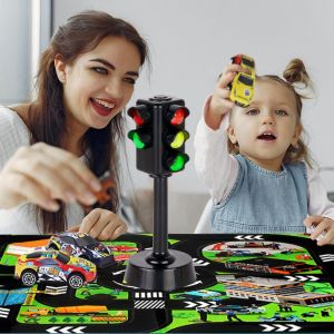 YOUSHI TOP แอลอีดี โมเดลไฟจราจร พลาสติกทำจากพลาสติก ระบบอะคูสติกออปติก โมเดลถนนไฟ ของเล่นเด็กสำหรับการสอน โมเดลโมเดลจำลอง ของเล่นไฟจราจร ของเล่นเพื่อการศึกษา