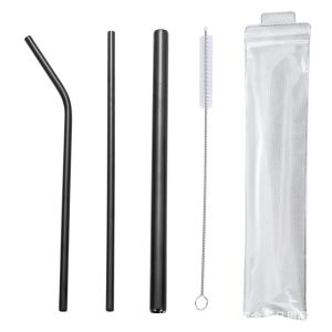 Set Stainless Steel Straws Metal Drinking Straws Straight Curve Reusable Washable