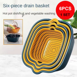 6pcs/set Sink Drain Basket Bowl Rice Vegetable Washing Kitchen Sink Strainer Noodles Vegetables Fruit Kitchen Gadget Colander Household Convenient Storage Basket