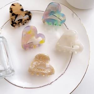 Bangs Hair Claw Acetate Hair Clip Mini Heart Barrettes Non Slip Small Hair Jaw Clip Hair Styling Props for Women