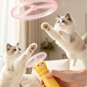 TAMARAH USB Rechargeable Butterfly Electric Cat Teaser Automatic Suction Cup Base Flying Disc Cat Toy Pet Supplies 360° Rotation Cat Fetch Toy Kitten Training