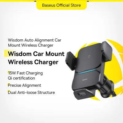 Baseus 15W Automatic Alignment Car Phone Holder Wireless Charger Mount For Samsung i Phone Xiaomi Air Vent Holder For Phone 4.7-7.5 inches