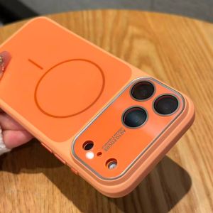 Luxury AG Matte Large Window Magnetic Phone Case For iPhone 17 16 15 14 Pro Max For Magsafe Camera Protection Shockproof Cover