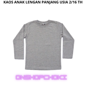 Kaos Polos Lengan Panjang Anak Ideal Usia 2-16th Cotton Combed