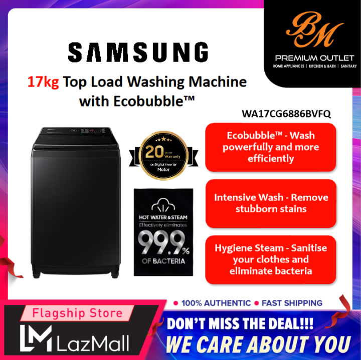 Samsung 17kg Top Load Washing Machine with Ecobubble™ (WA17CG6886BVFQ ...