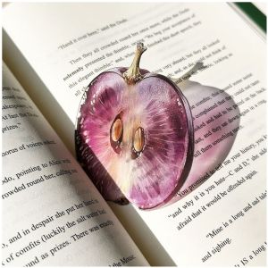 MUNCHX Transparent Apple Bookmark Premium Feeling Delicate Reading Mark Cute Unique Simulation Bookmark Student Gift