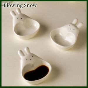 Blowing Siêu dễ thương phim hoạt hình thỏ nhúng đĩa hộ gia đình ba chiều đĩa gốm sốt cà chua đĩa ăn nhẹ vinaigrette thỏ trắng