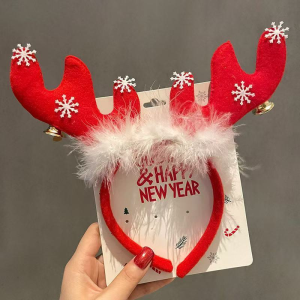 Festive Reindeer/Christmas Themed Headbands with Embellished Stars - Holiday Hair Accessory