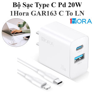 Bộ Sạc 1Hora Gar163 20W Kèm Cáp Usb-C To Ln Sạc Điện Thoại Thiết Bị Cổng Ln Dây Dài 1M