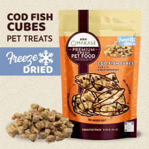 OMAKASE FREEZE DRIED Cod Fish Cubes Dog & Cat Single Ingredient Dehydrated Pet Treats