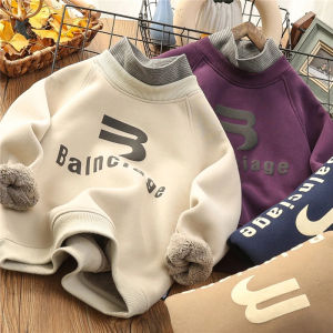 Kids Padded Warm Sweatshirt Winter Boys Girls Fleece-Lined Thick  Cotton Pullover Autumn Childrens Casual Jackets 5-14 Years