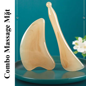 Combo Dụng Cụ Massage Mặt Màu Sừng Giúp Thon Gọn Nâng Cơ Thanh Cạo Gió Sừng Massage Giảm Nếp Nhăn Thư Giãn Tại Nhà TIDO TIDO