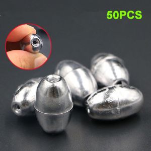 MEET GANG 50PCS Oval Shaped Weight Split Shot Sinking Bait Angling Gear Sinkers Lead Sinker Fishing Beads