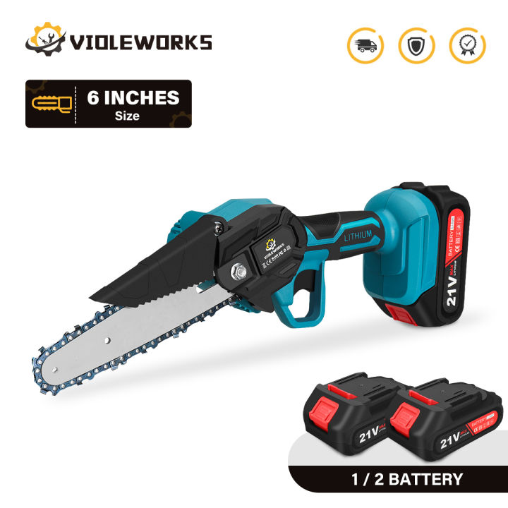 Mini Chainsaw 6 inch một-tay điện chuỗi Saw 21V 1200 Wát không dây cưa tỉa có thể sạc lại máy cắt gỗ công cụ với 1/2PC Pin