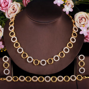 SEQUITOชุดเครื่องประดับเจ้าสาวอุปกรณ์เครื่องแต่งกายปูที่มีเสน่ห์หลากสีลูกบาศก์เพทายเสน่ห์ใบจี้สร้อยคอต่างหูสำหรับพรหมSJ152