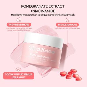 Glad2Glow Pomegranate Niacinamide Brightening Clay Mask pencerah kulit