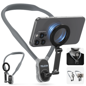 TELESIN Magnetic Neck Mount for Phones Neck Cell Phone Holder POV/Vlog Selfie Mount Hand Free Chest Stand