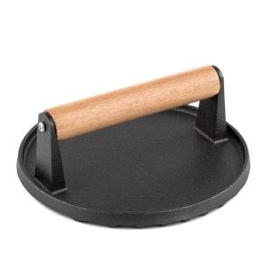 Kitchen Heavy Duty Steak Cast Iron Bacon Press with Wooden Handle