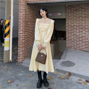 ELF TRIBE Đầm Chiến Tranh Lễ Hội Cổ Điển Pháp Đầm Ren Ghép Mảnh Đầm Dài Vừa Phải Thắt Lưng Cho Nữ