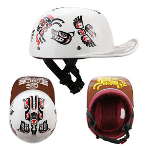 Vintage Helmet Personality Baseball Cap Harley Electric Motorcycle Half Helmet Scooter Cap Helmet Painted Street Bike