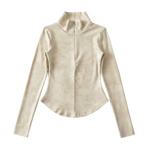 H alfzip slimfitting longsleeved highneck curved smudged Tshirt