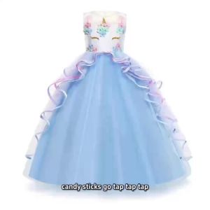 Unicorn Dress For Girls Ball Gown For Kids Rainbow Formal Princess Birthday Party Clothes Embroidery Flower Children Costume2026