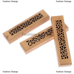 [COD] Fashion Change 1Pc Bamboo Wood Incense Stick Holder Burning Joss Insence Box Ash Catcher