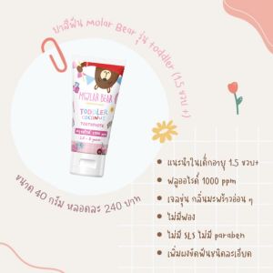 💙โปรเปิดร้านใหม่ 💙 Molar Bear ยาสีฟันเด็ก รุ่น Toddler  1.5 ขวบ+ฟลูออไรด์ 1000 ppm เพิ่มผงขัดฟัน