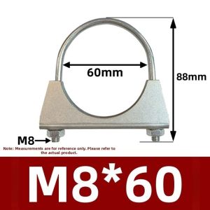 NOBLELUX M8 32/42/51/60/70mm Round Tube Steel Pipe Fastener Rust Resistant 304 Stainless Steel U-bolts High Quality Sturdy Clip-on Pipe Clamp Pipe Fixing Tool