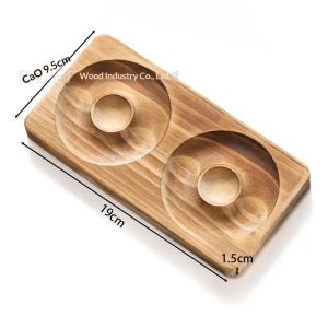 QIHUISHI ถาดที่โชว์เครื่องประดับทำด้วยไม้สำหรับกำไลและลูกปัดการออกแบบที่เรียบง่ายทันสมัยพร้อมถ้วยคู่