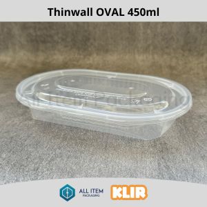 Thinwall KLIR OVAL 450ml / Kotak Plastik Oval / Kotak Makan isi 25 Pcs
