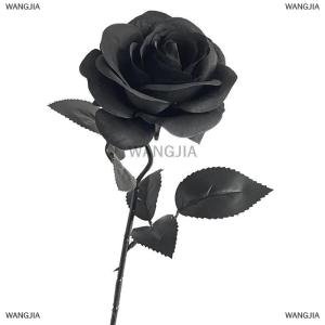 [COD] WANGJIA Flower Black Silk Artificial Rose Flower Halloween Gothic Dark Flowers For Wedding Home Party Decor Simulation Flowers