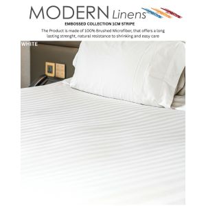 4in1I 3in1 EMBOSSED WHITE HOTEL STRIPE Modern Linen 100% Brushed Microfiber BEDSHEET SET modern linen bedsheet set