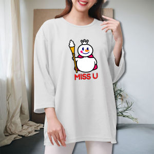 Miss U Kaos Atasan Wanita Dewasa Jumbo Oversize Lengan 3/4 Kekinian Korean Style Premium Terbaru