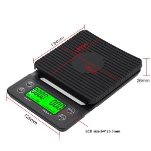 Gemilai led electronic coffee digital scale high-precision measuring device portable kitchen scale with timer
