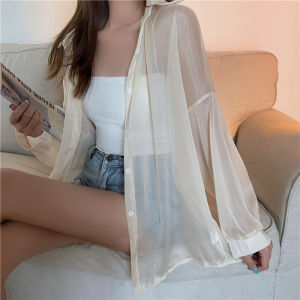 HARVEY Sun Proof Top women Blouses Chiffon Shirt Cardigan Summer Essential Exquisite Girl Outer Jacket