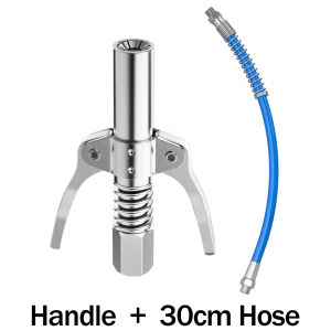 Gbest Stainless Steel High Pressure Grease Gun Lock Clamp Double Handle Spring Grease Nipple Long Extension Tube Heavy-Duty Quick Self-Locking Coupler Non-Leaking Car Grease Nozzle Fitting Oil Pump Injector Tip Repair Accessories