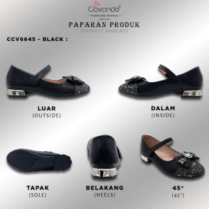 Cavando Kids Shoe CCV6645/CCV6646 Black/Pink - Kasut Kanak-Kanak Kasual Ringan Selesa