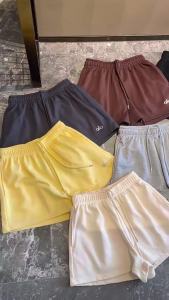original ALO Solid color cotton terry shorts breathable for sports running summer fitness yoga high-waisted butt-lifting casual three-quarter pants