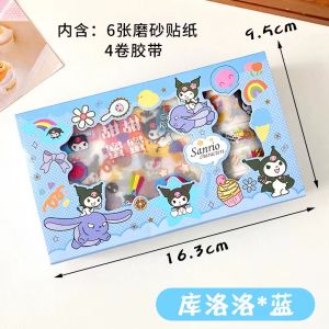 Sanrio Sticker Set 4 Rolls Tapes 6 Sheets Stickers Sanrio Kuromi Cinnamoroll Melody Cartoon Washi Tape