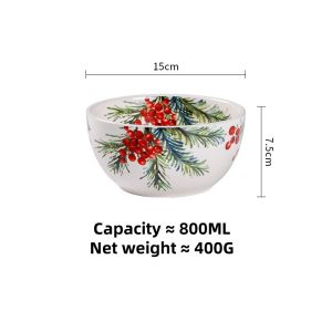 OMK Christmas series Ceramic 6 inch Bowl 800ML