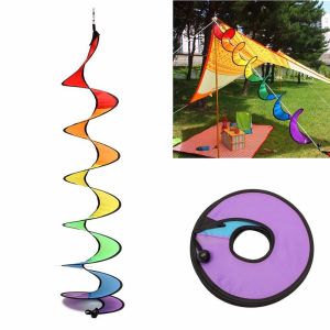 MUQZI Nylon Beautiful 1PCS Home Garden Decorations Rainbow Spiral Windmill Colorful Wind Spinner Hot Sale Rainbow Wind Spinner Colorful Pinwheel Rainbow Windmill Spinner Pinwheel