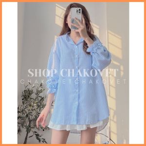 Áo sơ mi nữ cổ tàu form rộng A.8128 dáng babydoll dài tay style hàn quốc Mix được nhiều đồ phù hợp mặc đi làm đi học