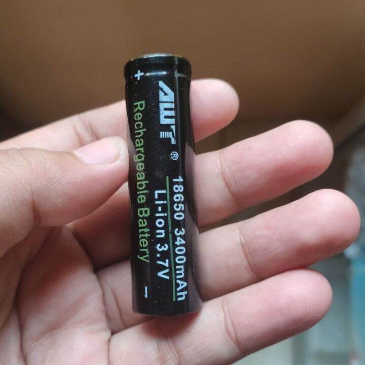 Baterai Cas AWT 3400mAh Hitam 18650 Battery Baterai Batrai Cas Rechargeable Battery