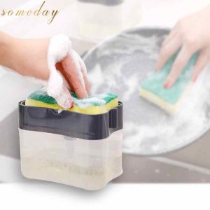 freemarketshop 2 in 1 Pump Soap Dispenser and Sponge Caddy Dishwash Dispenser Dishwash Dispenser Soap Dispenser Sponge Box Holder Kitchen Tools Soap Pump Liquid Sponge Holder Soap Caddy