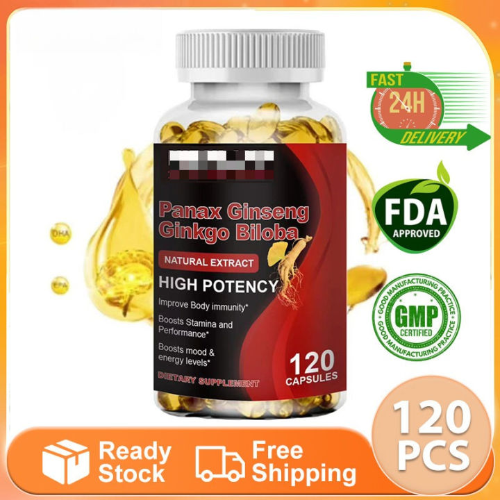 Panax Ginseng & Ginkgo Biloba Capsules  with Ashwagandha Brain Supplements for Memory