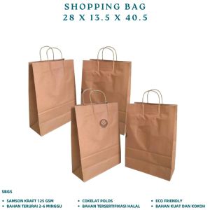 Paper Bag Shopping Bag Kraft Tas Kertas Kantong Belanja 28x13.5x40.5 (Isi 5 Pcs-SBG5)