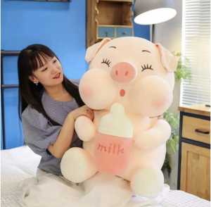 Boneka Babi Pig Bottle milk ukuran XL Tinggi 50 cm  Boneka Lucu / Boneka lmut