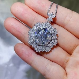 Big 10ct Moissanite Round Necklsce for Women 925 Sterling Silver Jewelry Luxury Womens Moissanite Necklace